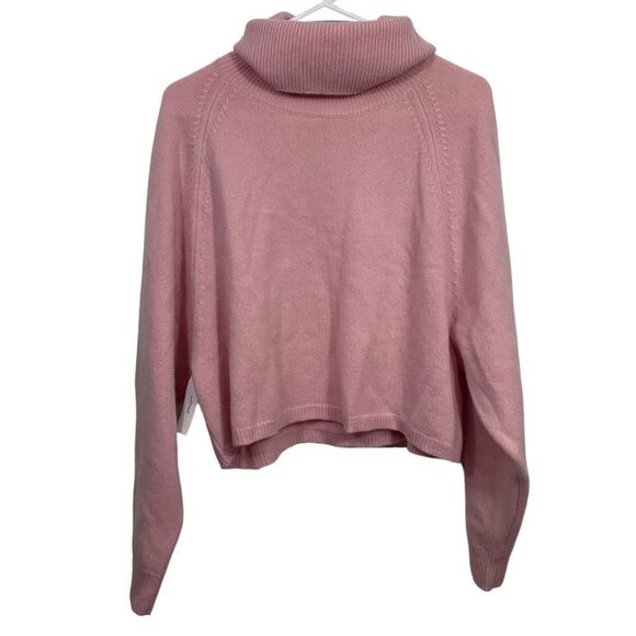 NWT Aritzia Wilfred Pink 100% Cashmere Cropped Turtleneck Sweater - Picture 1 of 7